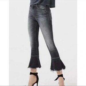 Mother Cha Cha Chew Hem Jeans Leave The Light On Wash Cropped Flare Size 26